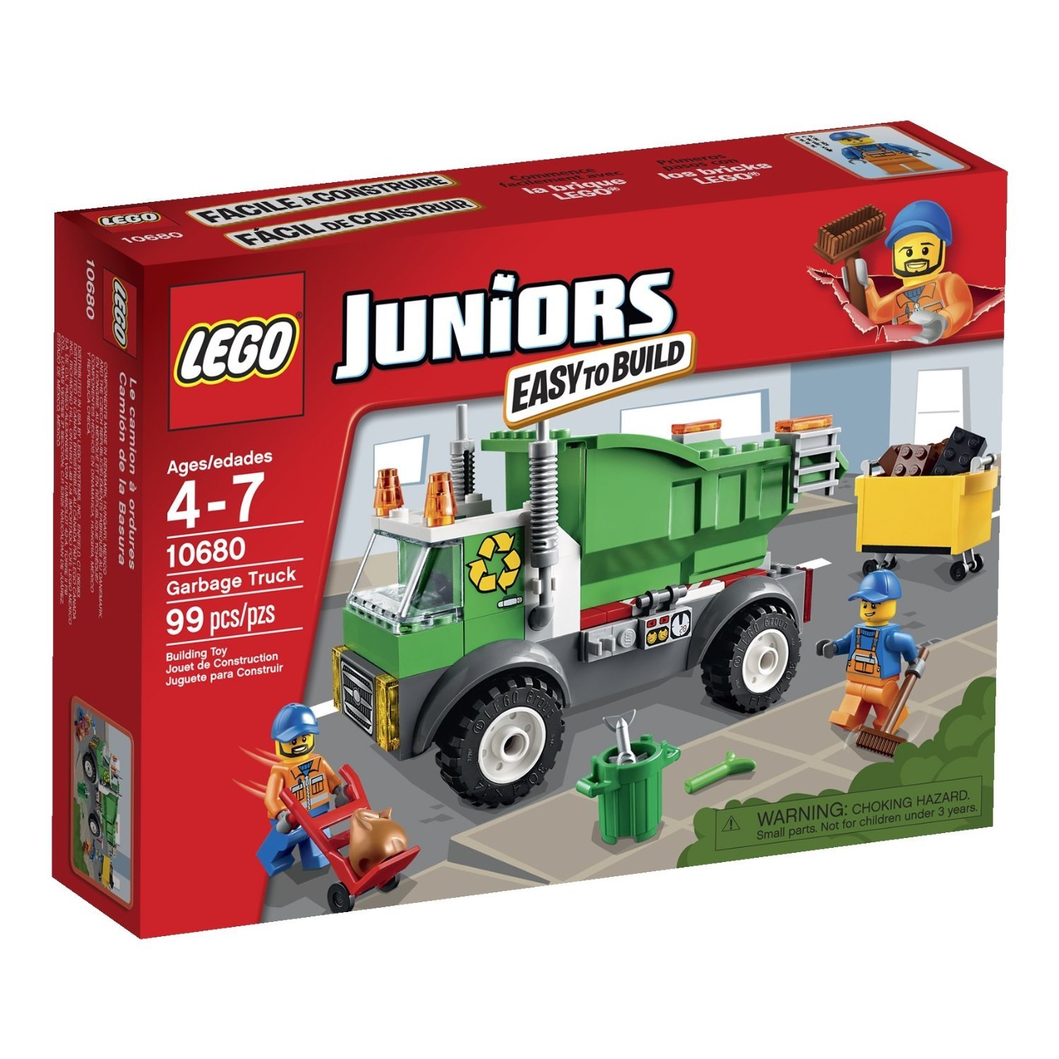 The 10680 LEGO JUNIORS garbage truck is part of the list of all LEGO garbage and recycling truck sets ever released.