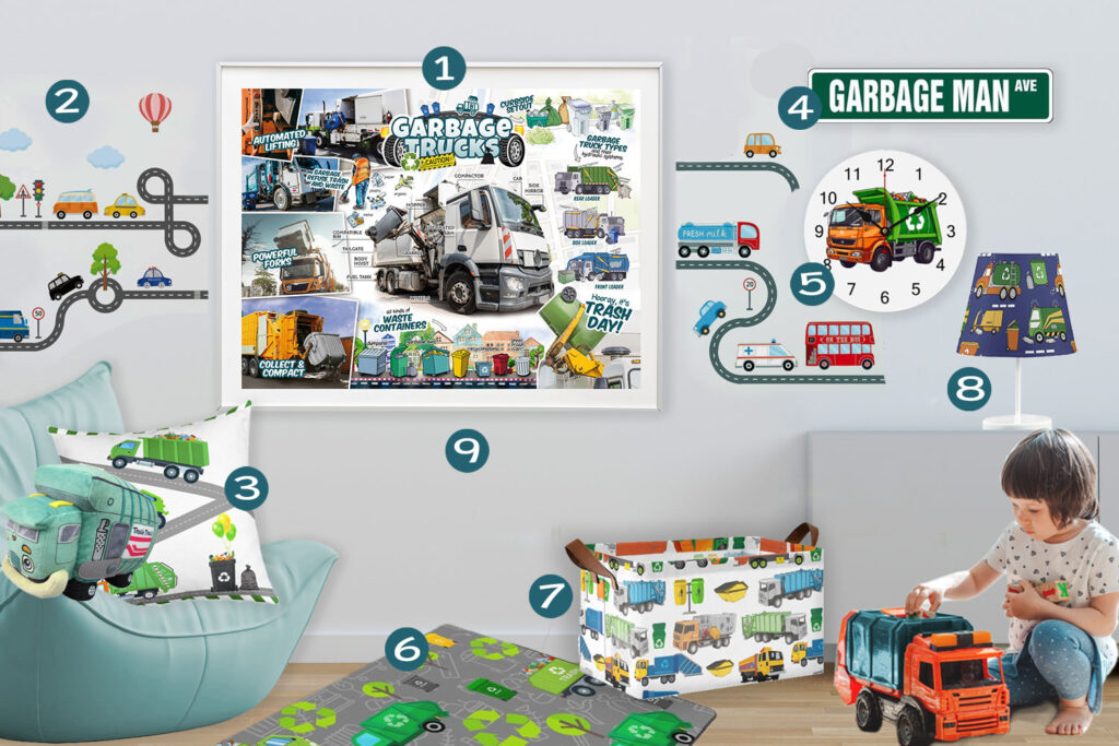 Fun Kid’s Room Decor That Goes Perfectly with Our Garbage Truck Poster